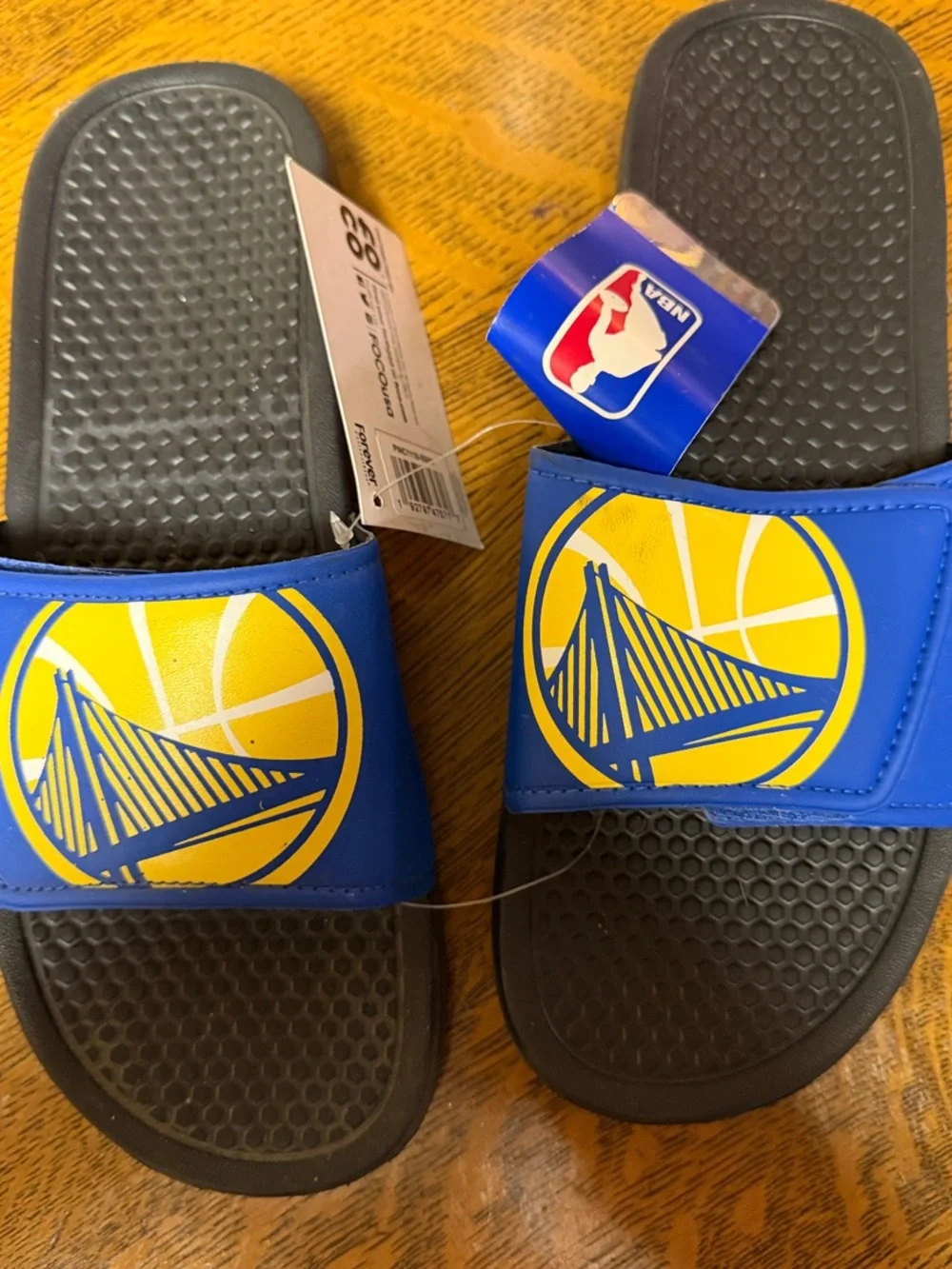 NBA Blue and Yellow Kids Slide Sandals with Team Logo
